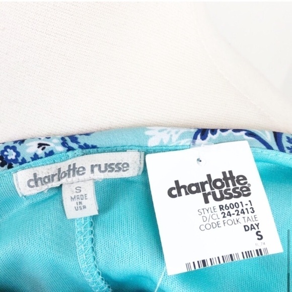 NEW Charlotte Russe blue paisley print shift dress - Picture 6 of 8